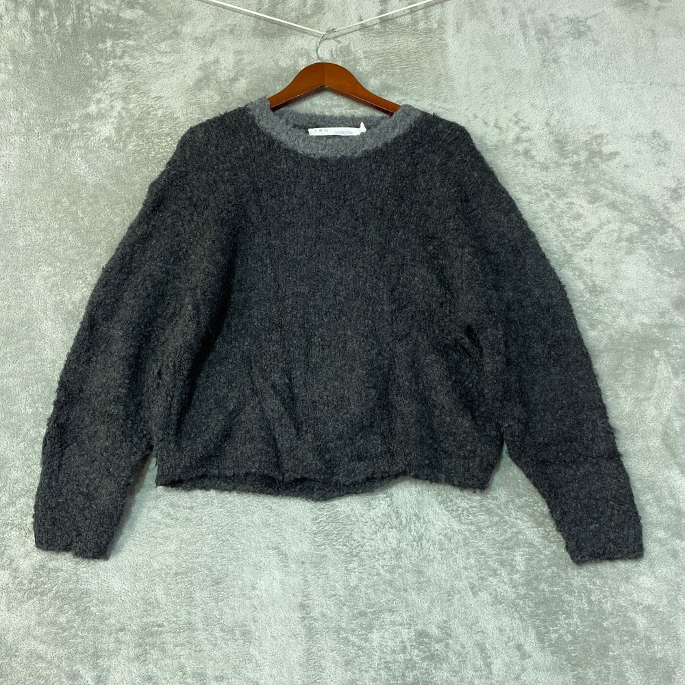IRO Yale Sweater Women's Small Gray Alpaca Wool Boucle Knit Pullover